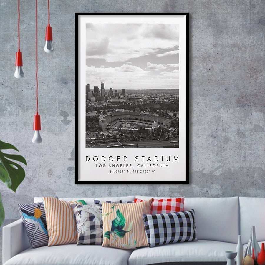 Dodger Stadium La Dodgers Baseball Lovers Black And White Art Framed Art Prints Wall Art Decor, Framed Picture