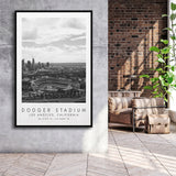 Dodger Stadium La Dodgers Baseball Lovers Black And White Art Framed Canvas Prints Wall Art Home Decor, Floating Frame