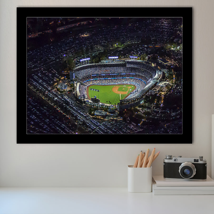 Dodger Stadium at Night View, Stadium Canvas, Sport Art, Gift for him, Framed Art Prints Wall Art Decor, Framed Picture
