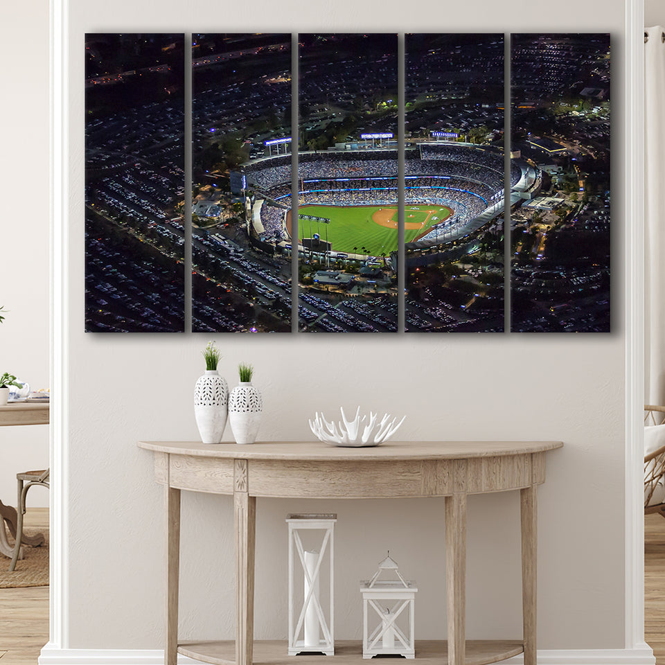 Dodger Stadium at Night View, Stadium Canvas, Sport Art, Gift for him, Multi Panels B, Canvas Prints Wall Art Decor