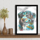 Dog Art Puppy Portrait Pop Art Framed Canvas Prints Wall Art Decor - Painting Canvas, Floating Frame, Framed Picture