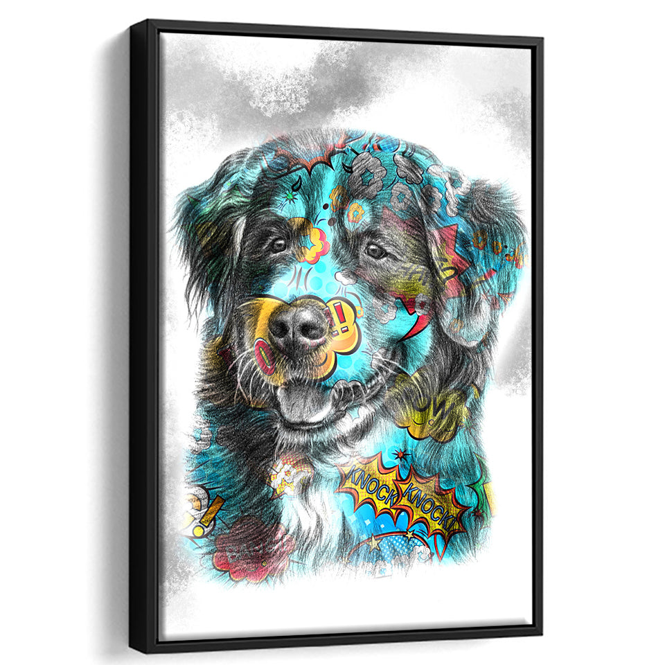 Dog Art Puppy Portrait Pop Art Framed Canvas Prints Wall Art Decor - Painting Canvas, Floating Frame, Framed Picture