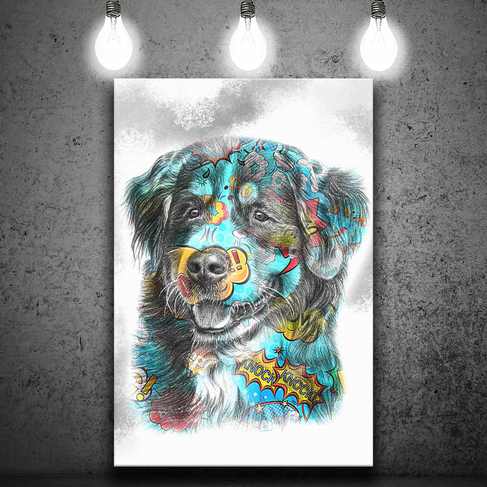 Dog Art Puppy Portrait Pop Art Canvas Prints Wall Art Decor - Painting Canvas, Home Decor, Art Print, Art For Sale