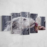 Dog Eating Ice Cream Art, Multi Panels, 5 Pieces, Canvas Prints Wall Art Home Decor