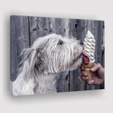 Dog Eating Ice Cream Art, Canvas Prints Wall Art Home Decor