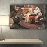 Dog Figure Santa Holiday Xmas Canvas Prints Wall Art - Painting Canvas, Home Wall Decor, For Sale, Canvas Gift