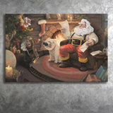 Dog Figure Santa Holiday Xmas Canvas Prints Wall Art - Painting Canvas, Home Wall Decor, For Sale, Canvas Gift