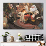Dog Figure Santa Holiday Xmas Canvas Prints Wall Art - Painting Canvas, Home Wall Decor, For Sale, Canvas Gift