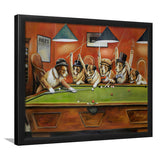 Dog Playing Pool Billard II Framed Art Prints Wall Decor - Painting Art, Wall Art, Framed Prints, Prints for Sale