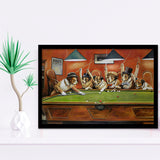 Dog Playing Pool Billard II Framed Art Prints Wall Decor - Painting Art, Wall Art, Framed Prints, Prints for Sale