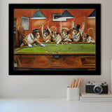 Dog Playing Pool Billard II Framed Art Prints Wall Decor - Painting Art, Wall Art, Framed Prints, Prints for Sale