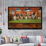 Dog Playing Pool Billard II Framed Art Prints Wall Decor - Painting Art, Wall Art, Framed Prints, Prints for Sale