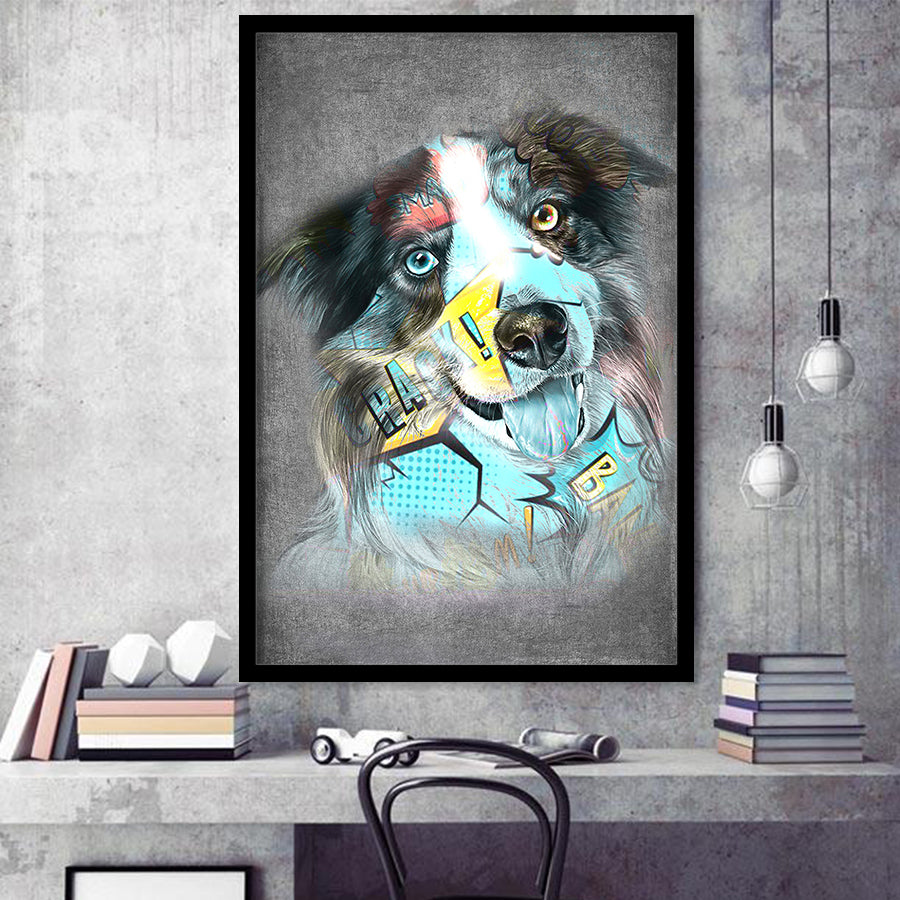 Dog Portrait Puppy Pop Art Pet Lover Decor Framed Art Print Wall Decor - Painting Art, Wall Art, Framed Picture, Black Frame