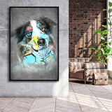 Dog Portrait Puppy Pop Art Pet Lover Decor Framed Canvas Prints Wall Art Decor - Painting Canvas, Floating Frame, Framed Picture