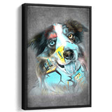 Dog Portrait Puppy Pop Art Pet Lover Decor Framed Canvas Prints Wall Art Decor - Painting Canvas, Floating Frame, Framed Picture