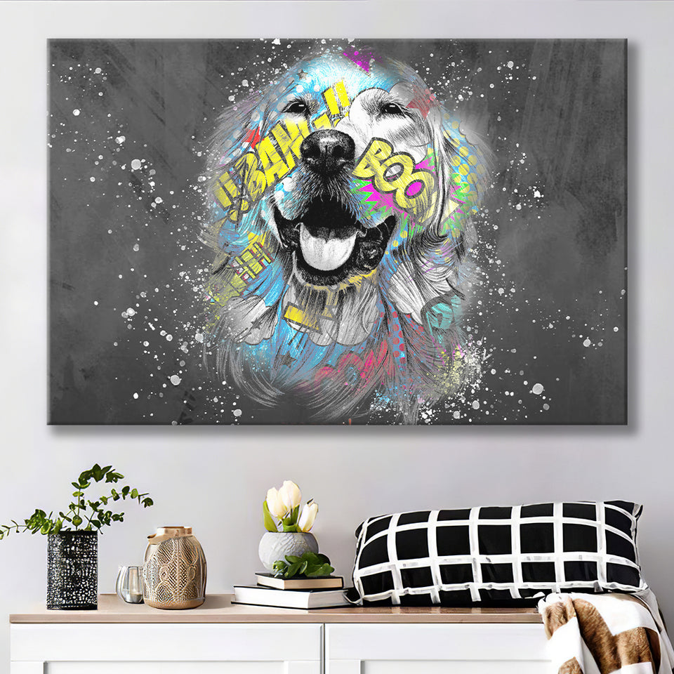 Dog Portrait Puppy Smile Pop Art Pet Lover Canvas Prints Wall Art Decor - Painting Canvas, Home Decor, Art Print, Art For Sale