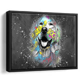 Dog Portrait Puppy Smile Pop Art Pet Lover Framed Canvas Prints Wall Art Decor - Painting Canvas, Floating Frame, Framed Picture