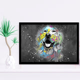Dog Portrait Puppy Smile Pop Art Pet Lover Framed Art Print Wall Decor - Painting Art, Wall Art Decor, Framed Picture, Black Frame