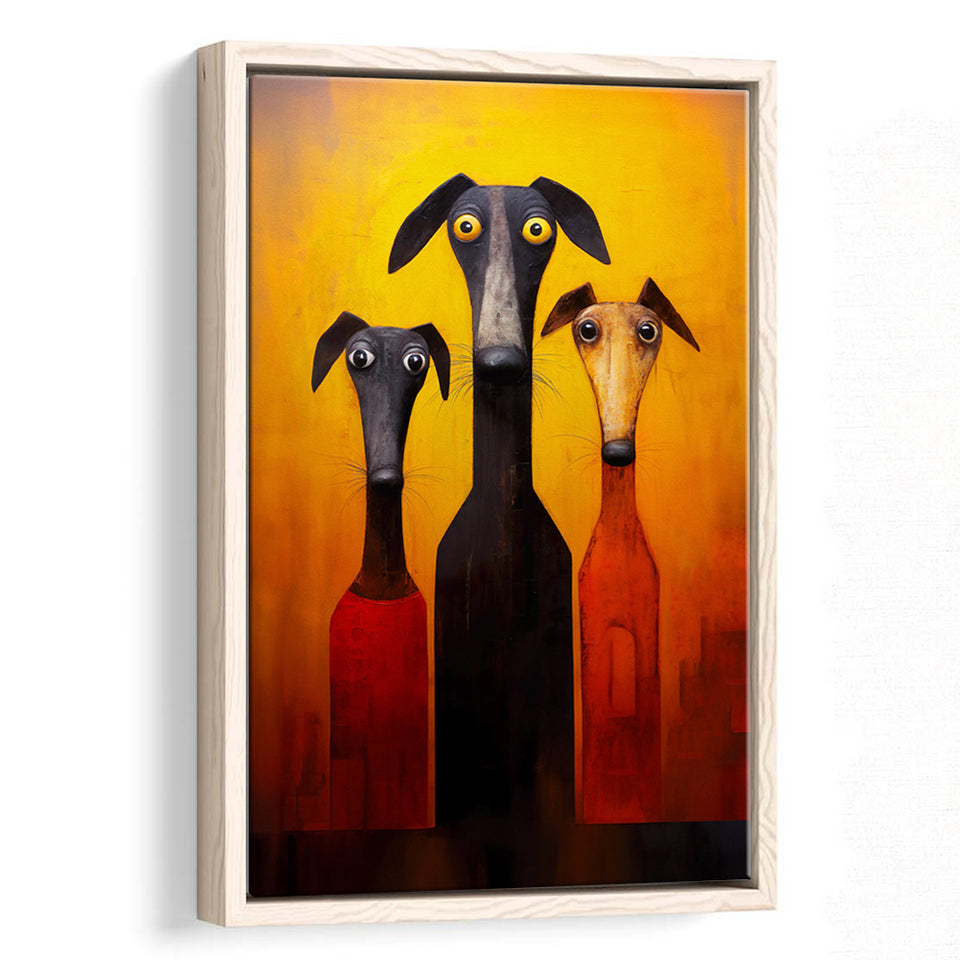 Dogs Family Funny Art Painting, Dog Pet Lover Framed Canvas Prints Wall Art, Floating Frame, Large Canvas Home Decor