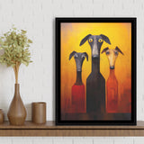 Dogs Family Funny Art Painting, Dog Pet Lover Framed Canvas Prints Wall Art, Floating Frame, Large Canvas Home Decor