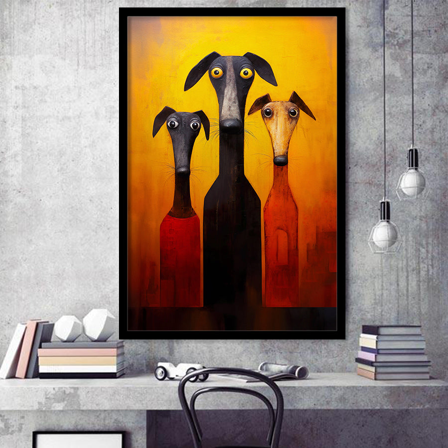 Dogs Family Funny Art Painting, Dog Pet Lover Framed Art Prints Wall Decor, Framed Picture, Large Picture
