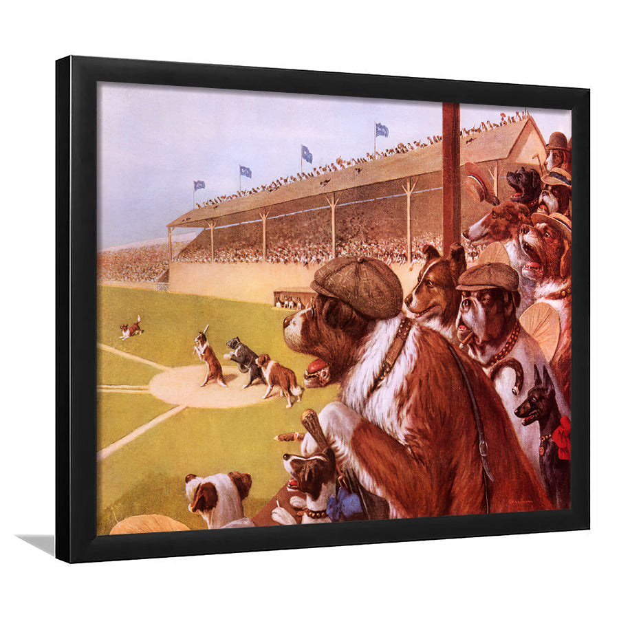 Dogs Playing Baseball Framed Wall Art Print - Framed Art, Prints for Sale, Painting Art, Painting Prints