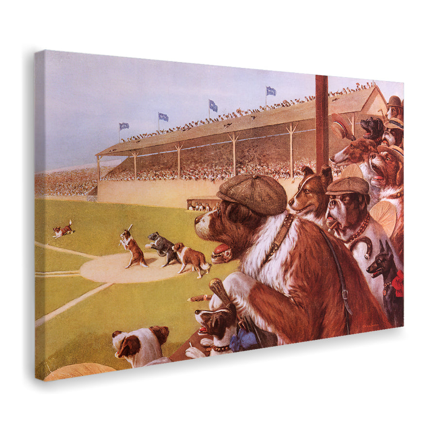 Dogs Playing Baseball Canvas Wall Art - Canvas Prints, Prints for Sale, Canvas Painting, Home Decor