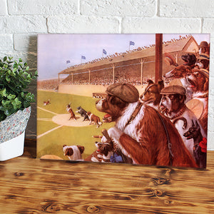 Dogs Playing Baseball Canvas Wall Art - Canvas Prints, Prints for Sale, Canvas Painting, Home Decor
