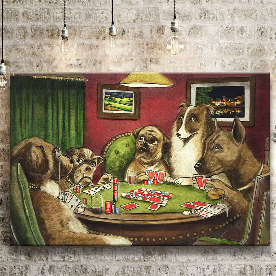 Dogs Playing Poker Vintage I Canvas Prints Wall Art - Painting Canvas, Wall Decor, Home Decor, Prints for Sale