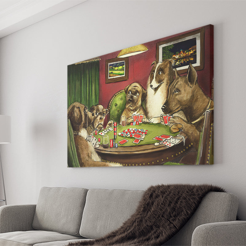 Dogs Playing Poker Vintage I Canvas Prints Wall Art - Painting Canvas, Wall Decor, Home Decor, Prints for Sale