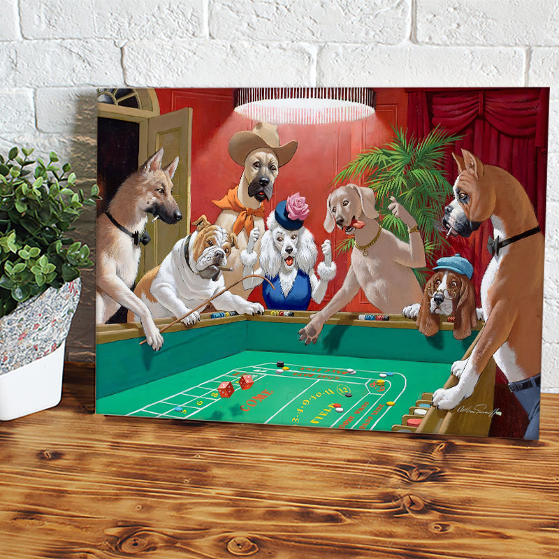 Dogs Playing Pool Billiard Canvas Wall Art - Canvas Prints, Prints for Sale, Canvas Painting, Home Decor
