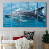 Dolphin, Dolphins 5 Panels B,Large Canvas,Canvas Prints Wall Art Home Decor