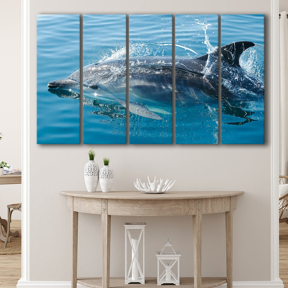 Dolphin, Dolphins 5 Panels B,Large Canvas,Canvas Prints Wall Art Home Decor