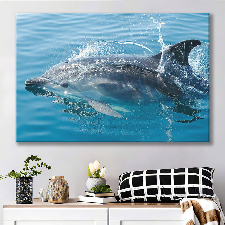 Dolphin, Dolphins Canvas Prints Wall Art Home Decor - Painting Canvas, Ready to hang