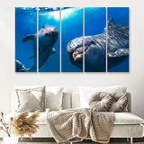 Dolphin Ocean Marine Underwate 5 Pieces B Canvas Prints Wall Art - Painting Canvas, Multi Panels,5 Panel, Wall Decor