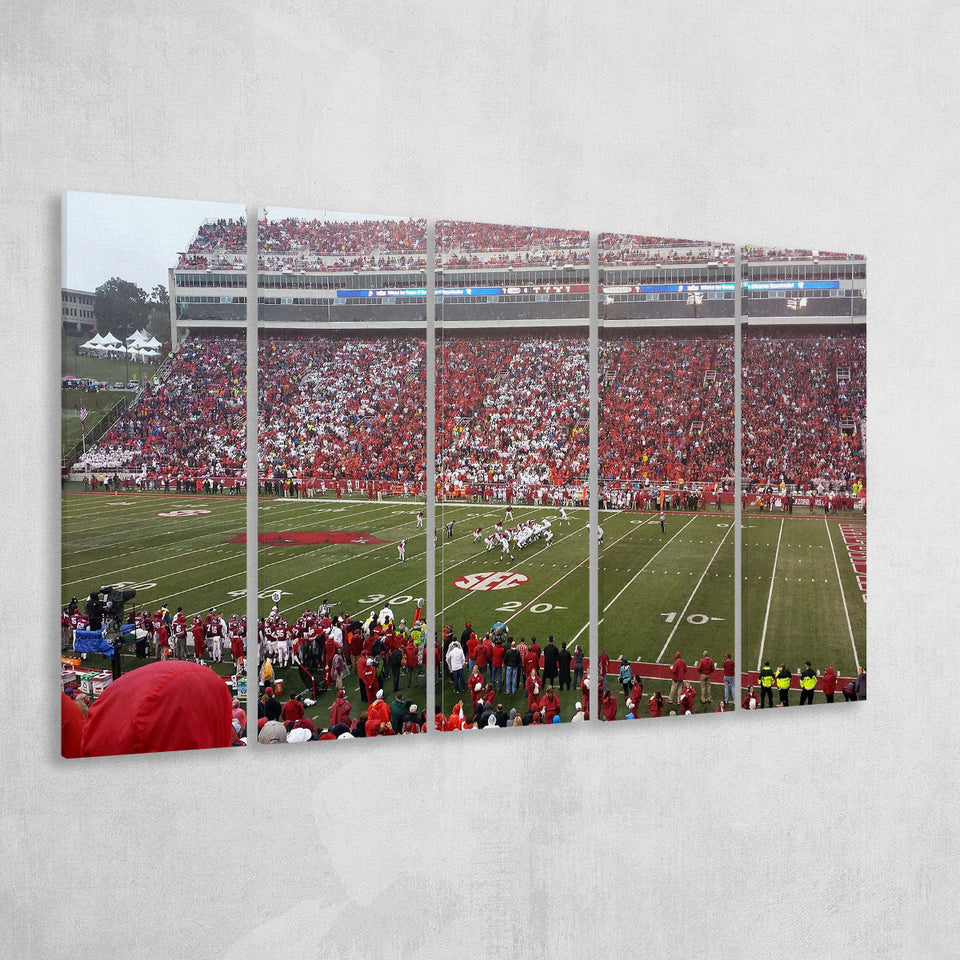 Donald W Reynolds Stadium Canvas Prints Arkansas Razorbacks Wall,Multi Panels B,Sport Stadium Art Prints, Fan Gift