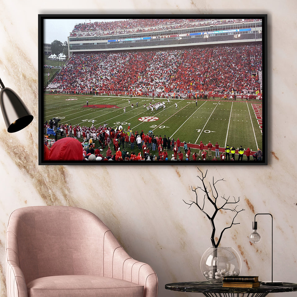 Donald W Reynolds Stadium Framed Canvas Prints Arkansas Razorbacks Wall,Sport Stadium Art Prints, Fan Gift
