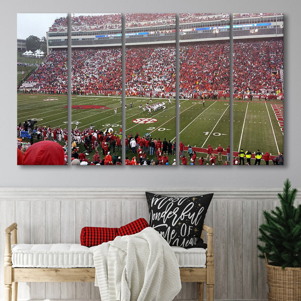 Donald W Reynolds Stadium Canvas Prints Arkansas Razorbacks Wall,Multi Panels B,Sport Stadium Art Prints, Fan Gift
