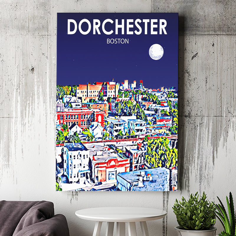 Dorchester Boston Art Night Landscape ,City Art Print, Large Canvas, Canvas Print Wall Art Home Decor