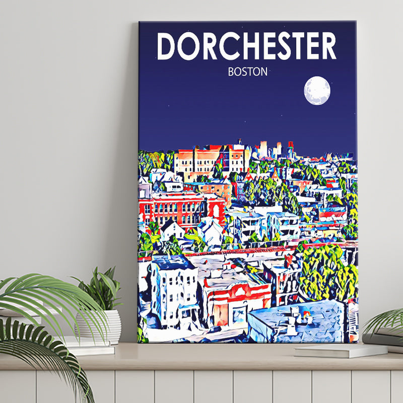 Dorchester Boston Art Night Landscape ,City Art Print, Large Canvas, Canvas Print Wall Art Home Decor