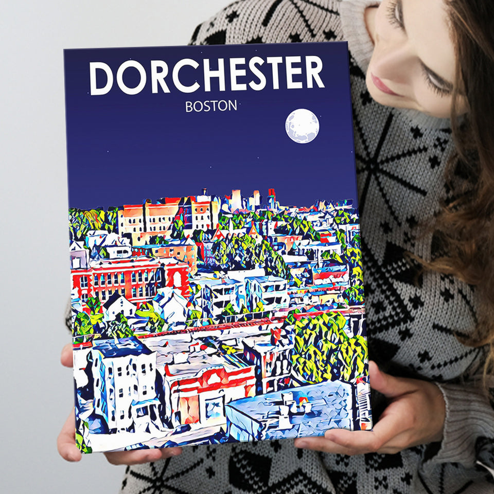 Dorchester Boston Art Night Landscape ,City Art Print, Large Canvas, Canvas Print Wall Art Home Decor