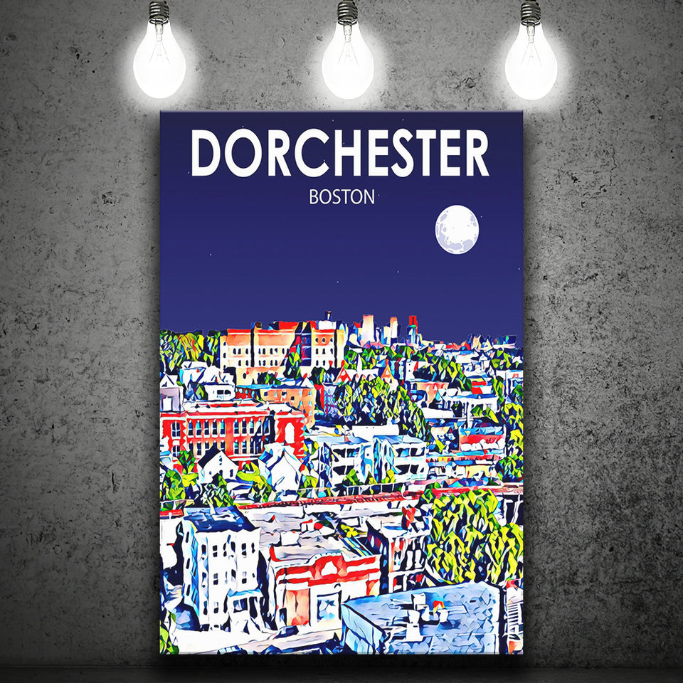 Dorchester Boston Art Night Landscape ,City Art Print, Large Canvas, Canvas Print Wall Art Home Decor