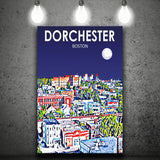 Dorchester Boston Art Night Landscape ,City Art Print, Large Canvas, Canvas Print Wall Art Home Decor