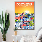 Dorchester Boston Art Sunset Landscape, Large Canvas, Framed Canvas Print Wall Art Home Decor, Floating Frame