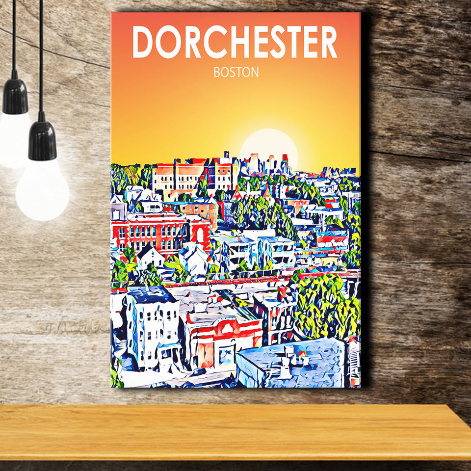 Dorchester Boston Art Sunset Landscape ,City Art Print, Large Canvas, Canvas Print Wall Art Home Decor