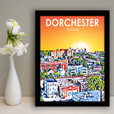 Dorchester Boston Art Sunset Landscape, City Art Print, Framed Art Print Wall Art Home Decor, Framed Picture