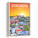 Dorchester Boston Art Sunset Landscape, Large Canvas, Framed Canvas Print Wall Art Home Decor, Floating Frame