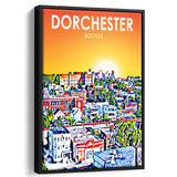 Dorchester Boston Art Sunset Landscape, Large Canvas, Framed Canvas Print Wall Art Home Decor, Floating Frame