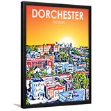 Dorchester Boston Art Sunset Landscape, City Art Print, Framed Art Print Wall Art Home Decor, Framed Picture