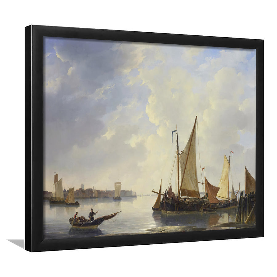Dordrecht From Papendrecht 1830 37 Dutch Oil Painting Framed Art Prints Wall Decor - Painting Art, Framed Picture, Home Decor, For Sale